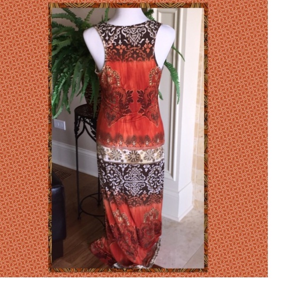 SOLD!!!!BOHO FESTIVAL MAXI DRESS RED/ORANGE -LG NWT - Picture 3 of 4