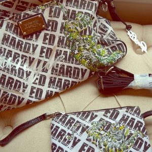 Ed Hardy handbag & matching clip in pouch