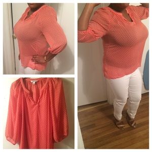 Tangerine Top w/ white pattern