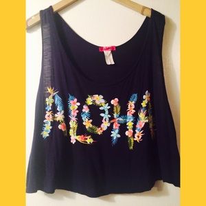 Navy "ALOHA" Crop Top☀️🌴