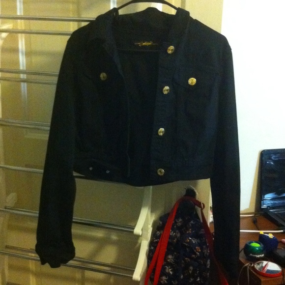 Cropped black jean jacket
