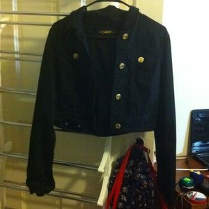 Cropped black jean jacket