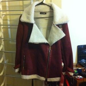 Burgundy/wine moto jacket w/ fleece lining