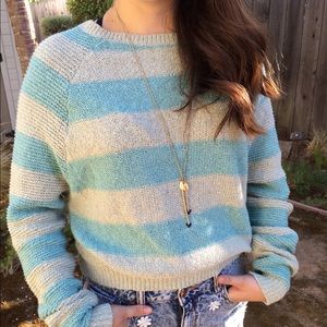 Urban Outfitters Blue Striped Dolman Sweater