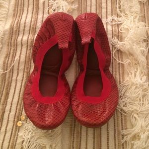 Yosi Samra red snake print ballet flat
