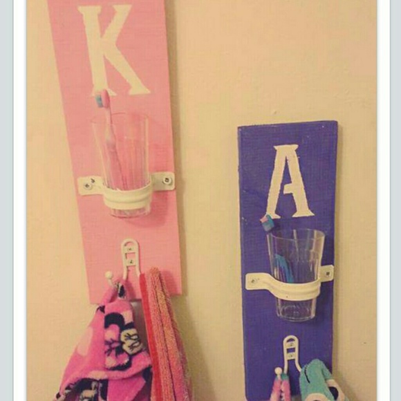 Custom made towel and toothbrush holder