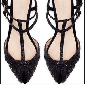 Zara - Black Glitter Cage Sandals