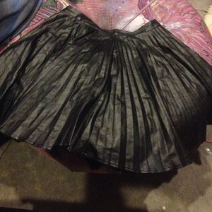 Rain Rain Pleated Faux Leather Black Skirt
