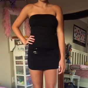 sparkly black mini dress