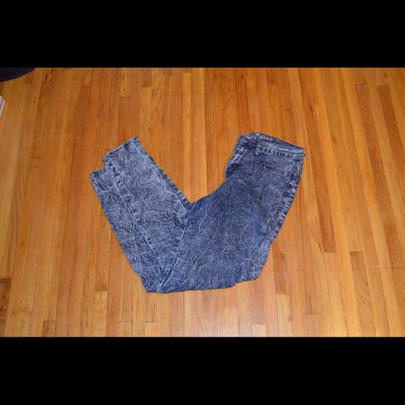 High waisted acid wash skinny jeans