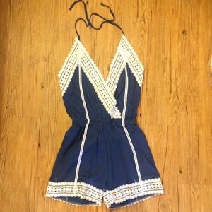 **Brand New** Crochet Navy Romper