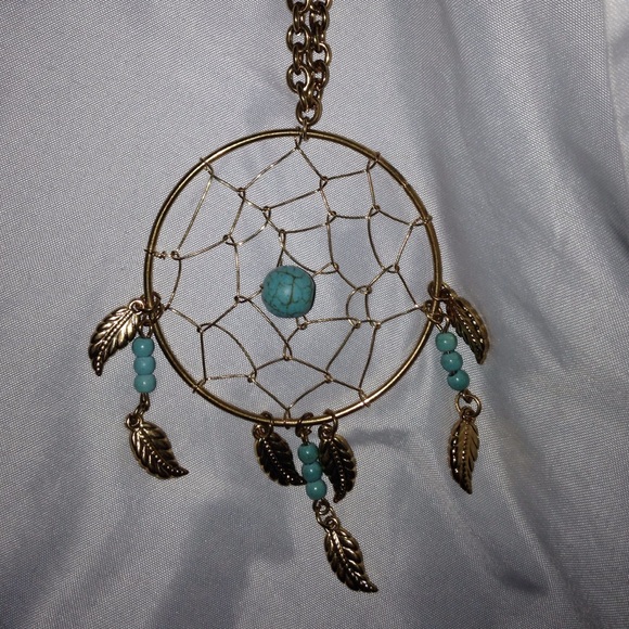 Gold Turquoise Dream Catcher Necklace