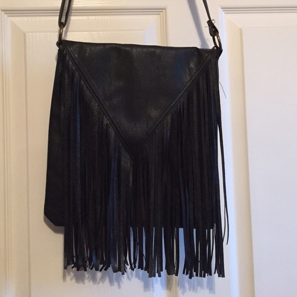 Faux leather fringe bag purchased from LuLu's