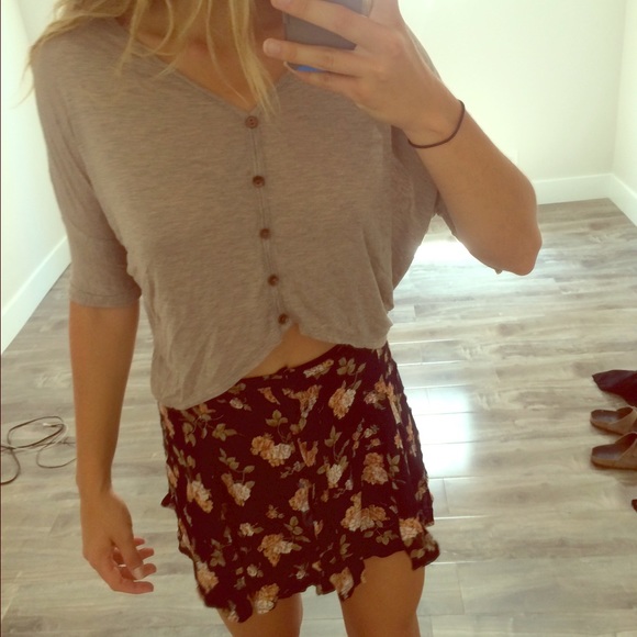 High waisted floral skirt