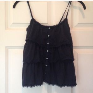 Hollister navy crop ruffle tank cami