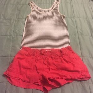 Coral linen shorts
