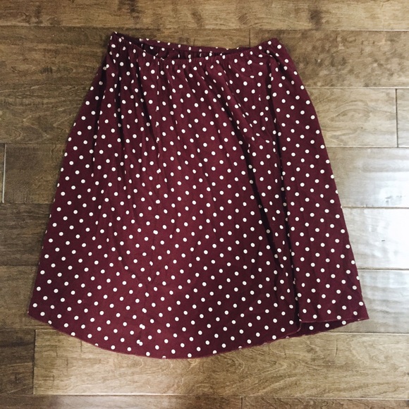 Maroon Polka Dot Maxi Skirt