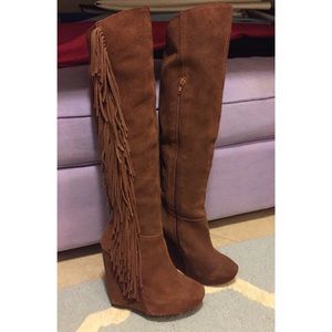 Steve Maden Badgess chestnut Leather Fringe Boots