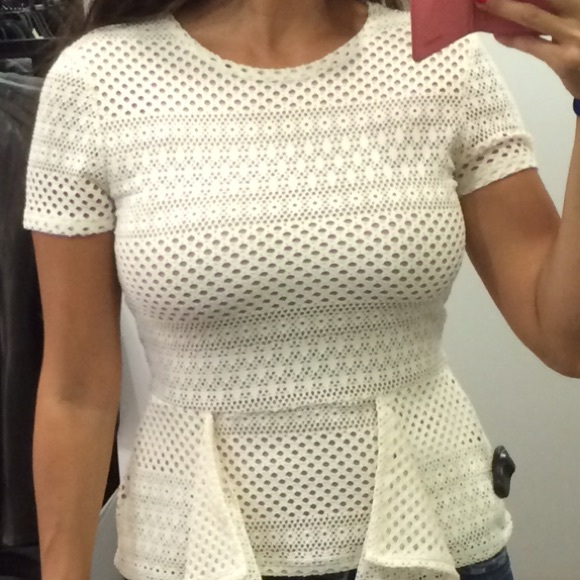 BCBGMaxAzria Tops - Bcbg peplum top cream color BCBGMaxAzria Tops - Bcbg peplum top cream color