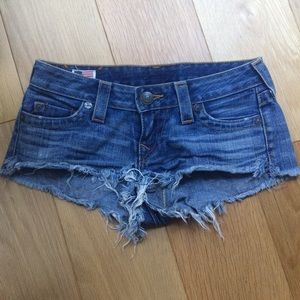 True religion brand cut offs shorts jean