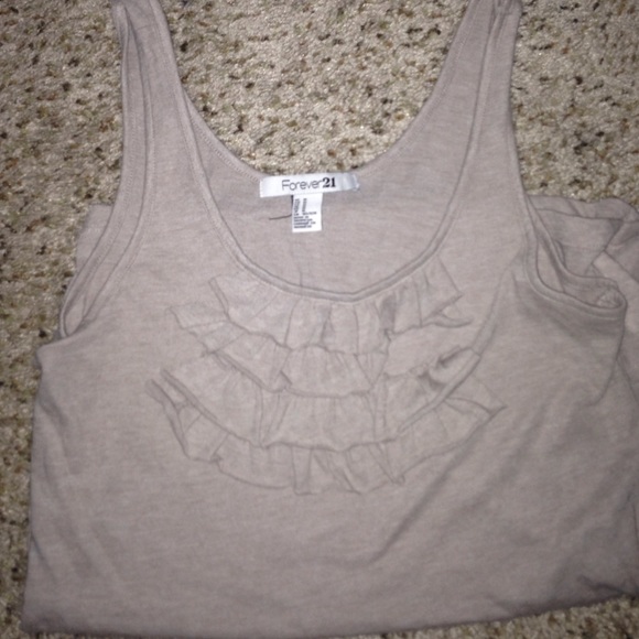 Taupe ruffle top
