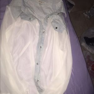 Long sleeve sheer and denim