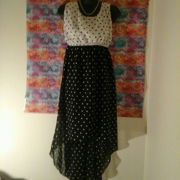 Black and white poka dot , high-low dress
