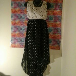 Black and white poka dot , high-low dress