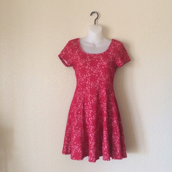 Red Floral Skater Dress