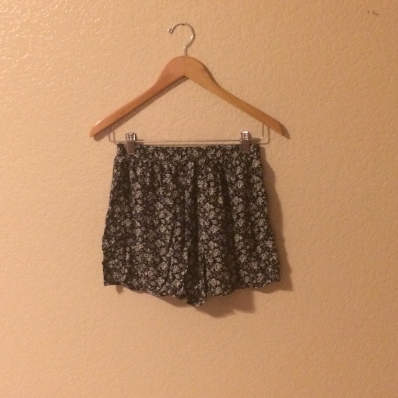 Black and White Floral Shorts