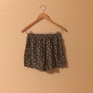 Black and White Floral Shorts