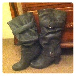 Grey Knee Length Boots