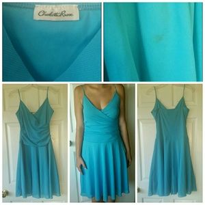 Teal V-neck semi formal dress