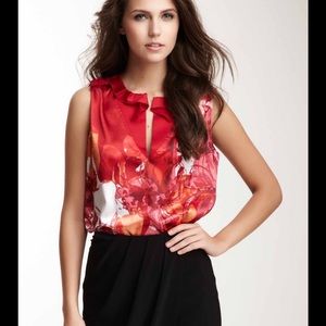 Tahari Print, Stretch Charmeuse Top, Size M, NWT