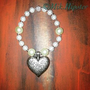 Original hand made heart charm stretch bracelet.