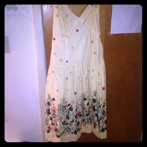 Yellow polka dot dress.