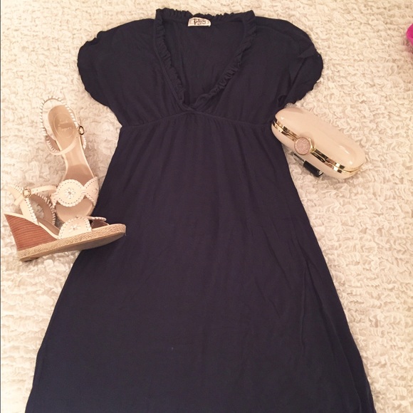 Navy jersey empire waist dress boutique brand