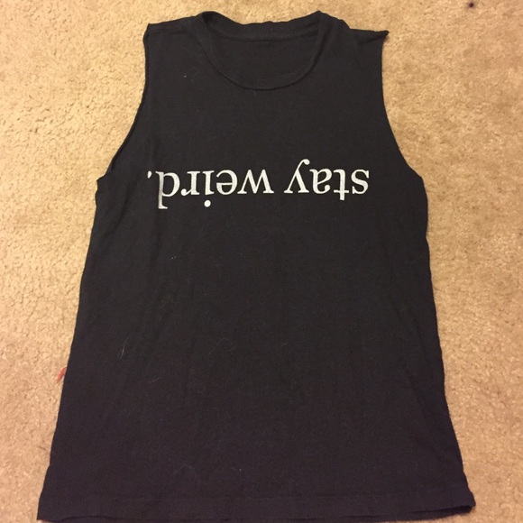 ❌❌❌SOLD❌❌❌ Brandy Mellville Stay Weird Muscle Tee