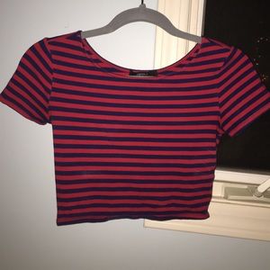 Forever 21 red and blue stripped crop top