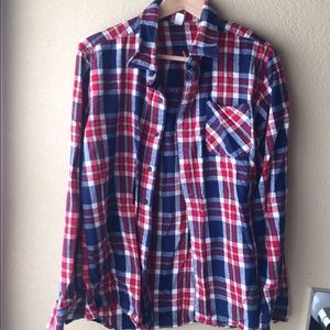 American Apparel Red Blue Plaid Flannel