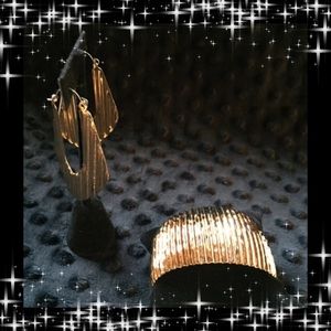 Moroccan Weave Cuff Bracelet Crinkle Hoop Earrings