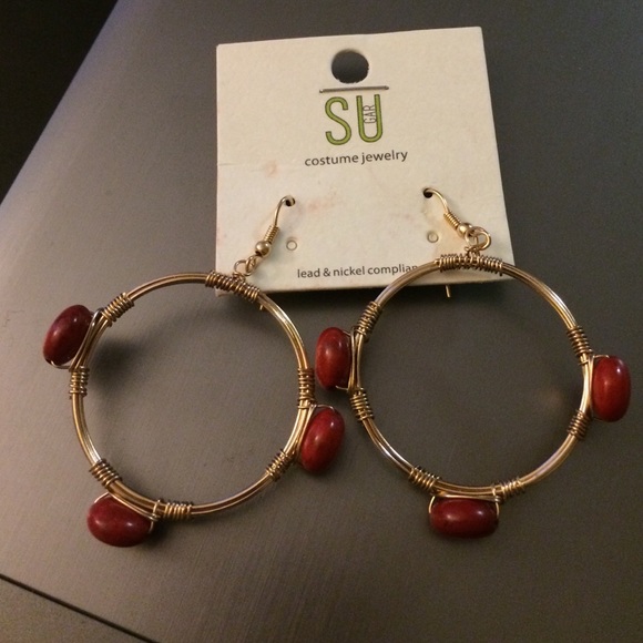 Gold and Red Earrings