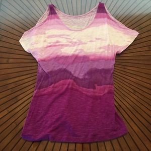 Cold Shoulder Purple Ombré Top