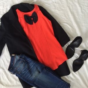 Silk Madison Marcus coral bow tank