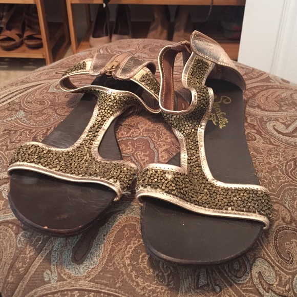 Seychelles gold gladiator sandals