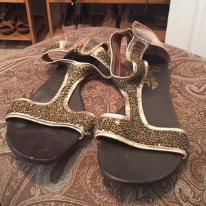 Seychelles gold gladiator sandals