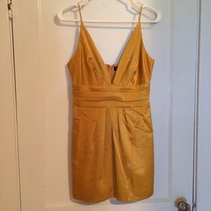 Goldenrod Satin Cocktail Dress