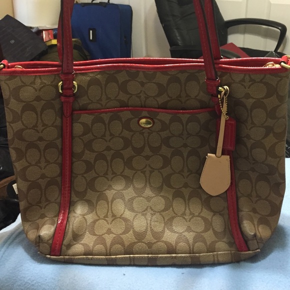 Red coach medium sized coach bag