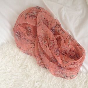 Coral floral scarf