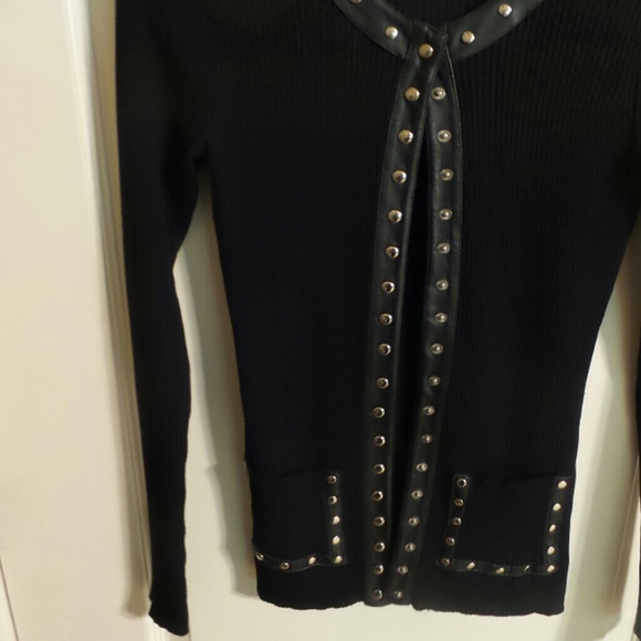 SUPER CUTE " Leather & Studded" CARDIGAN - Picture 3 of 3